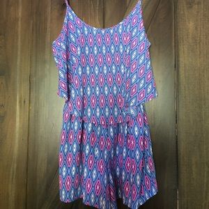 Pink Owl Pink and Blue Romper